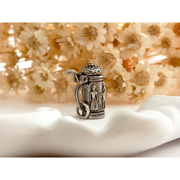 German Stein Mug Craft Beer Lidded Teeny Tiny Figural Vintage Pendant | Charm - Picture 8 of 11